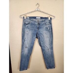 Torrid Boyfriend Jeans Distressed Patch Plus Size Denim Light‎ Wash Size 18